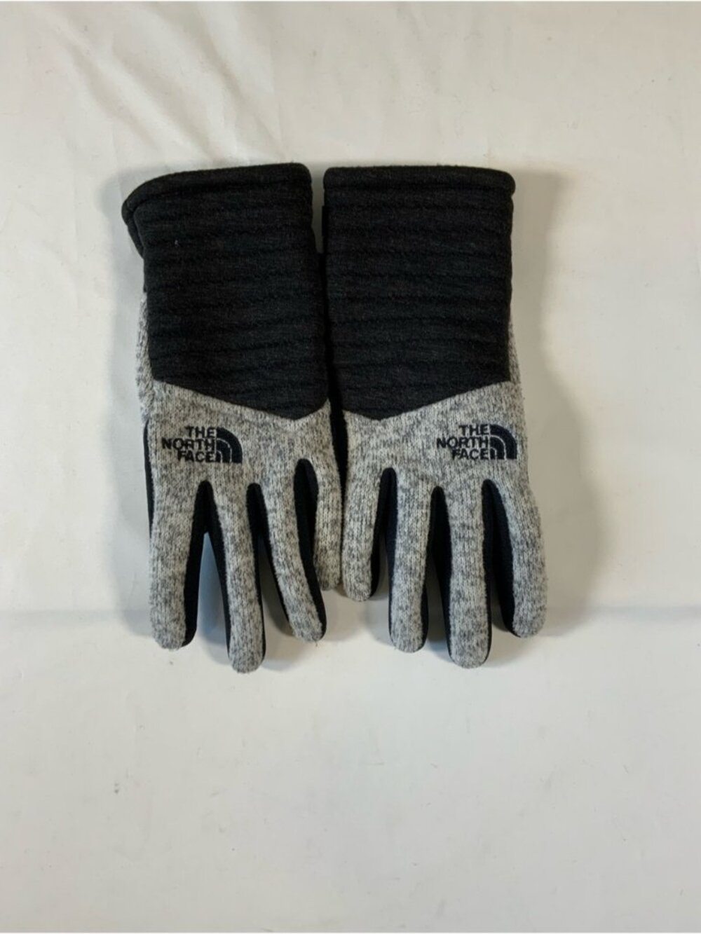 The North Face Womens Etip Quilted Cuff Knit Gloves Black Gray Size M